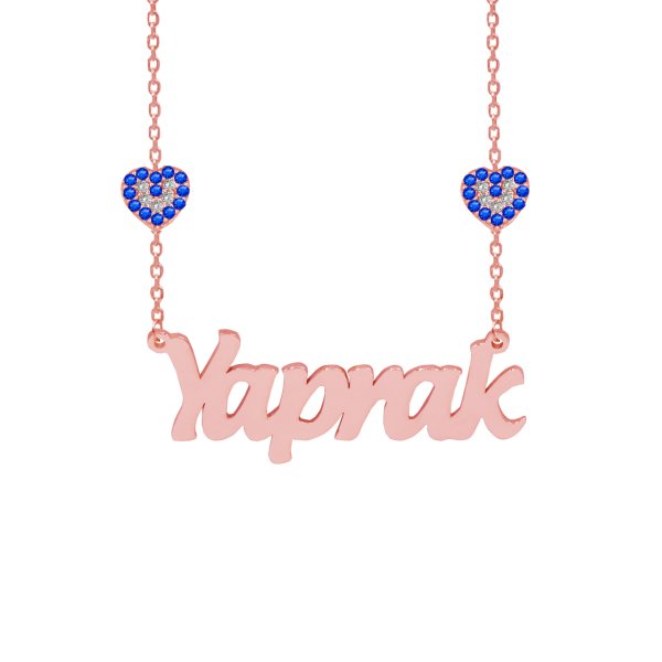 Gümüş Kalp Nazar Boncuklu İsimli Kolye