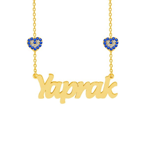 Gümüş Kalp Nazar Boncuklu İsimli Kolye