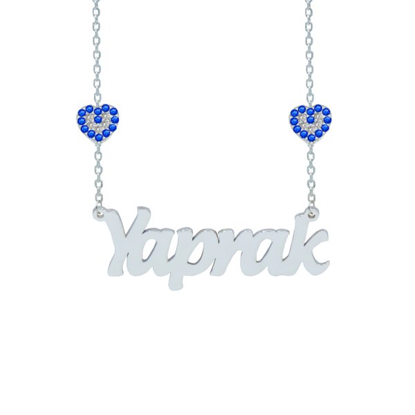 Gümüş Kalp Nazar Boncuklu İsimli Kolye