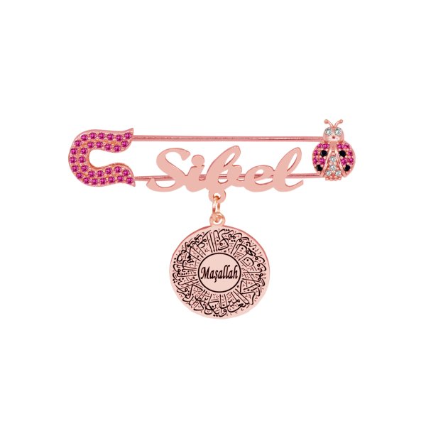 Gümüş Uğur Böcekli İsimli Bebek Maşallah İğnesi