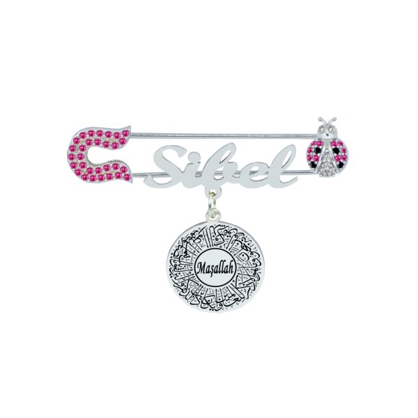 Gümüş Uğur Böcekli İsimli Bebek Maşallah İğnesi