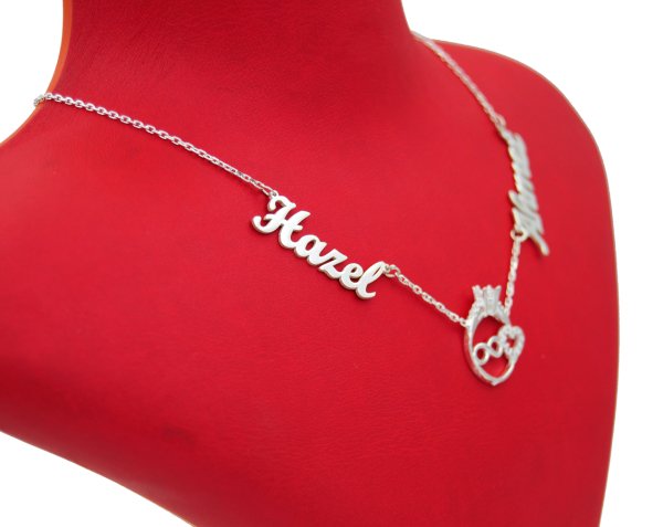 Gümüş 2 İsimli Aile Kolyesi Tektaş Tasarımlı