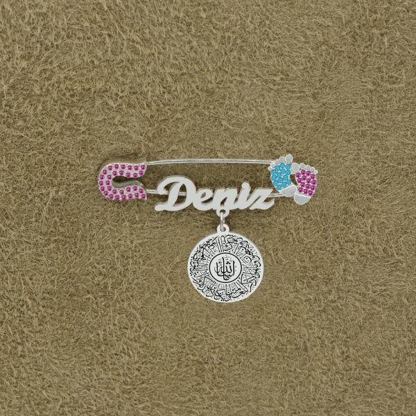 Gümüş Nazarlı Maşallah İsimli Bebek İğnesi