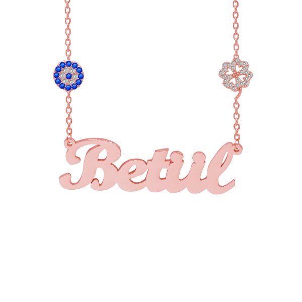 Gümüş Nazarlık Yoncalı İsimli Kolye