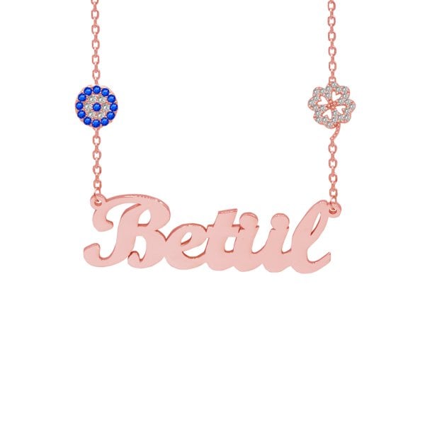 Gümüş Nazarlık Yoncalı İsimli Kolye