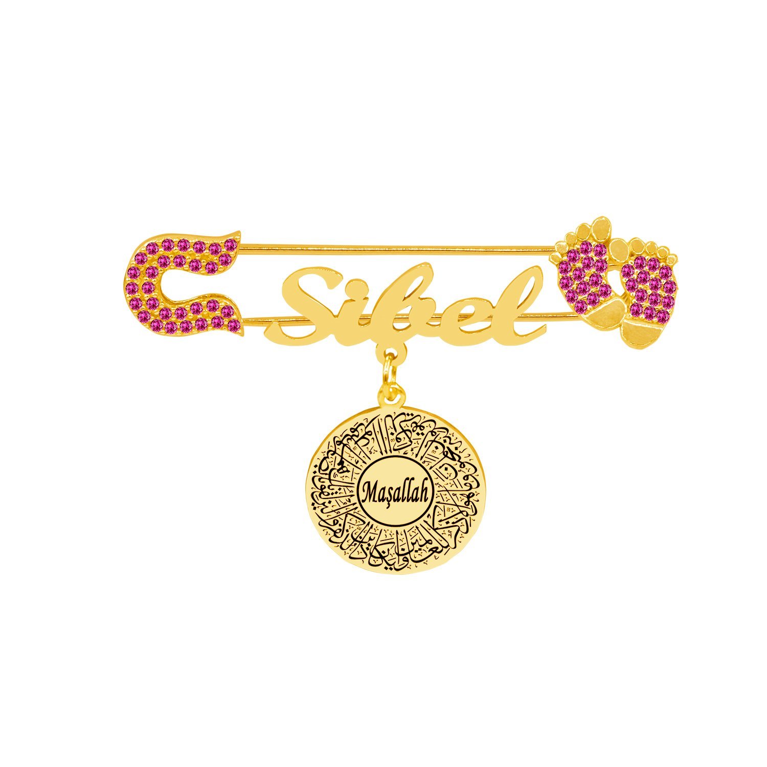 Gümüş İsimli Bebek Maşallah İğnesi