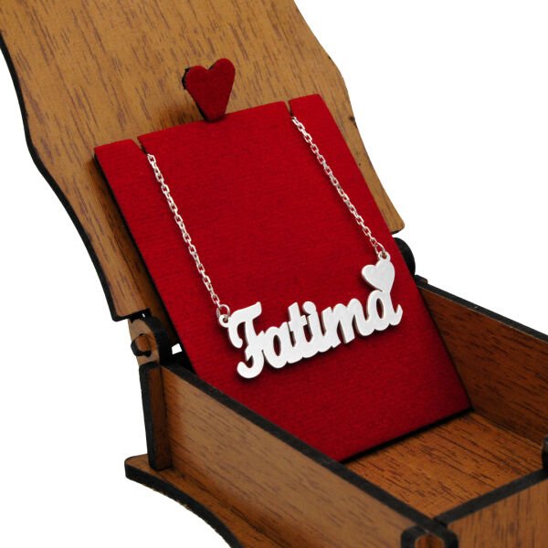 Gümüş Kişiye Özel Tasarım Kalpli İsimli Kolye