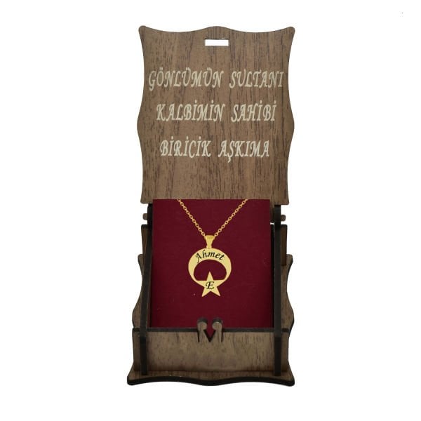 Gümüş Özel Tasarım Ay yıldızlı İsimli Kolye