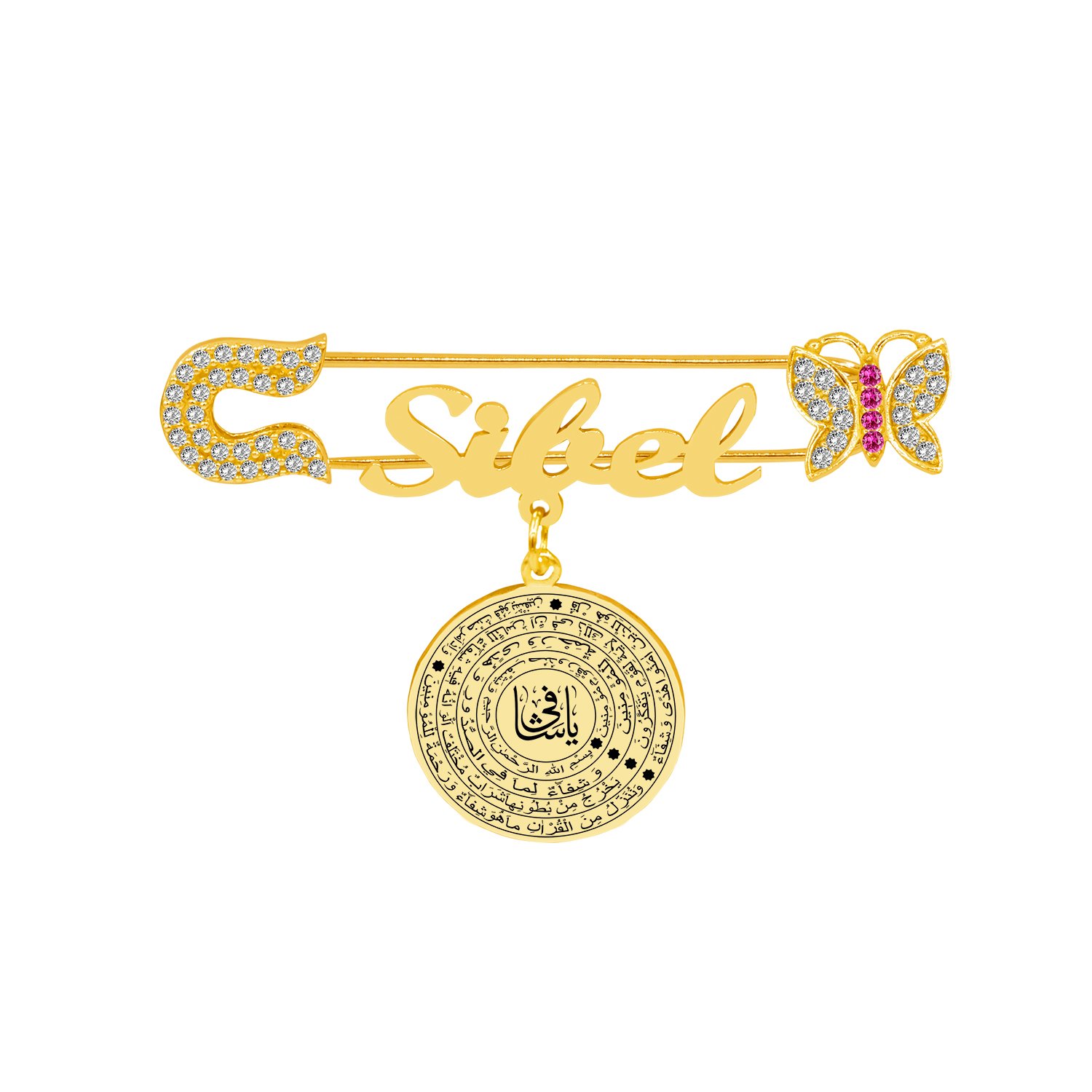 Gümüş Şifa Dualı İsimli Bebek İğnesi