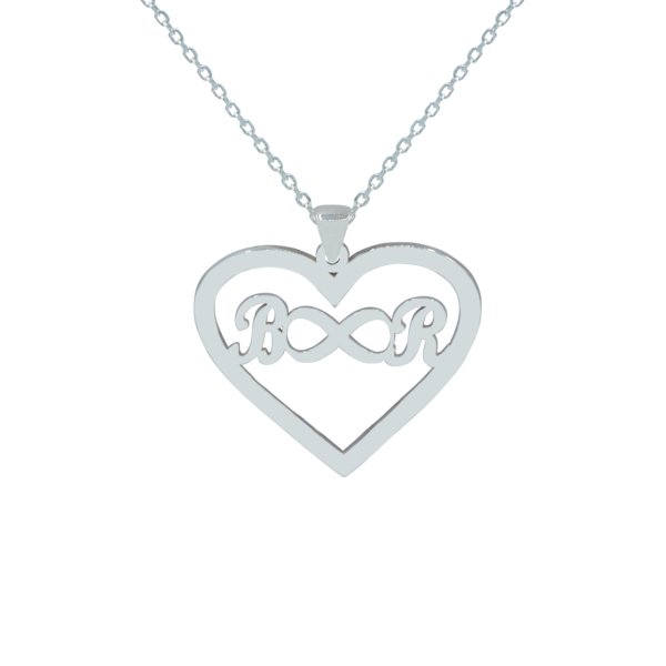 Gümüş Kalpli Sonsuzluk Harfli Kolye