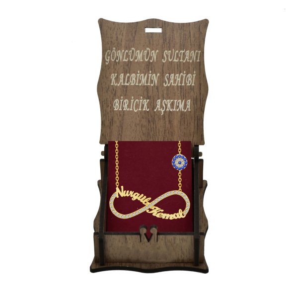 Gümüş Nazarlı Taşlı Sonsuzluk İsimli Kolye