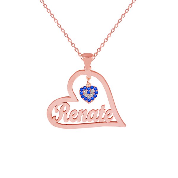 Gümüş Nazar Sallantı Kalpli İsimli Kolye