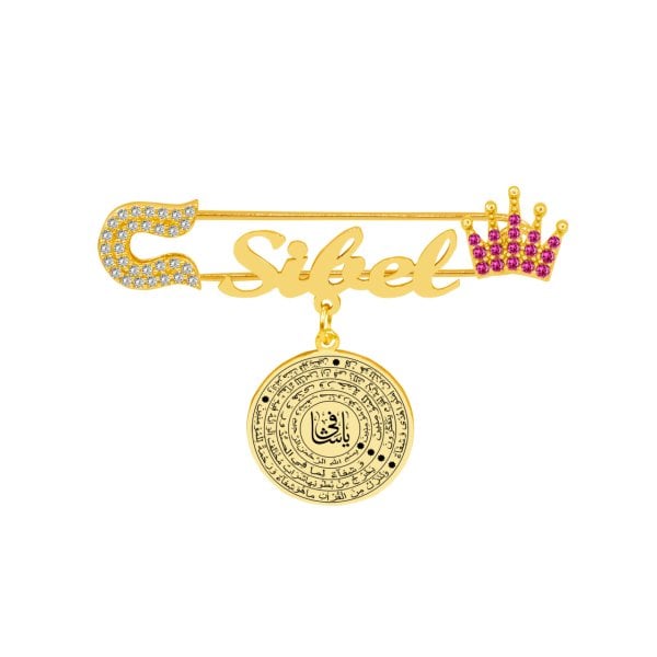 Gümüş Şifa Dualı İsimli Bebek Yaka İğnesi